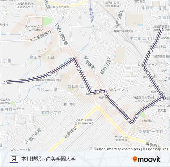 川越３５－１ Bus Line Map