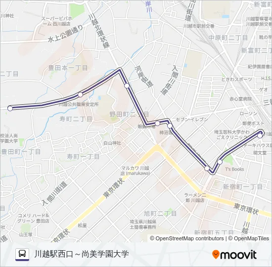 川越３６－１ Bus Line Map