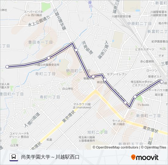 川越３６－１ Bus Line Map