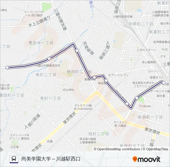 川越３６－１ Bus Line Map