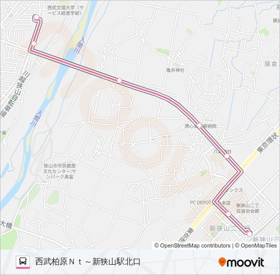 新狭１１－２ Bus Line Map