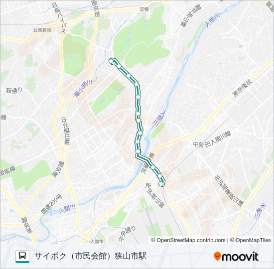 狭山２１－１ Bus Line Map