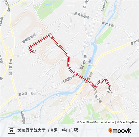 狭山２２－１ Bus Line Map