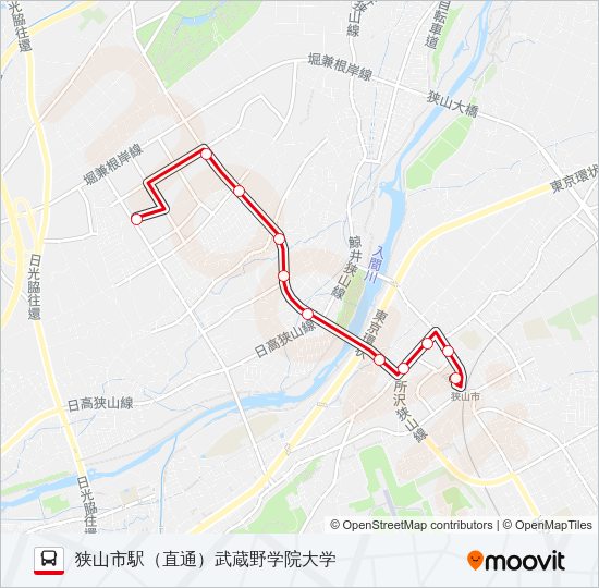 狭山２２－１ Bus Line Map