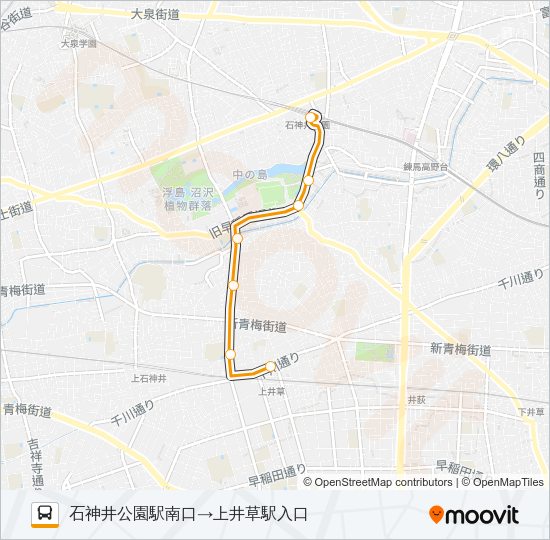 【石２２】深夜 Bus Line Map