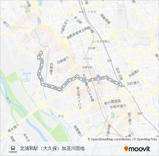 【北浦１５】深夜 バスの路線図