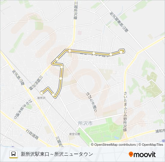 【新所０１】深夜 Bus Line Map