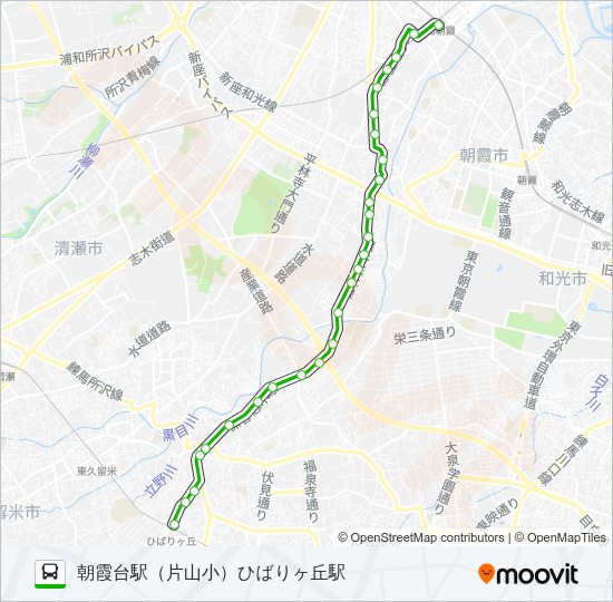 【ひばり７１】深夜 バスの路線図