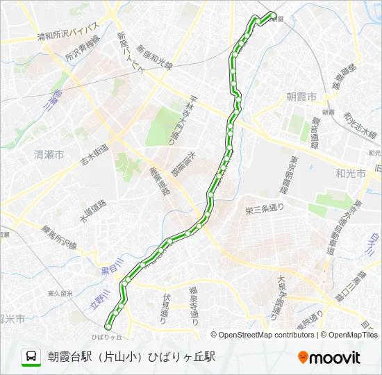 【ひばり７１】深夜 バスの路線図