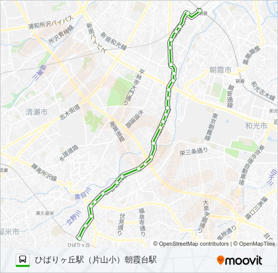 【ひばり７１】深夜 Bus Line Map