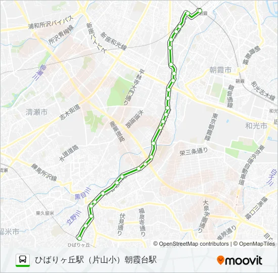 【ひばり７１】深夜 バスの路線図