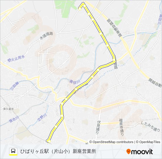 【ひばり７７】深夜 Bus Line Map