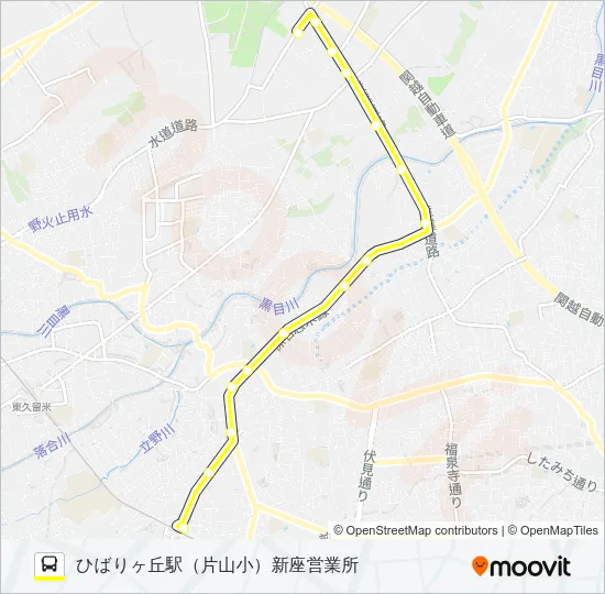 【ひばり７７】深夜 バスの路線図