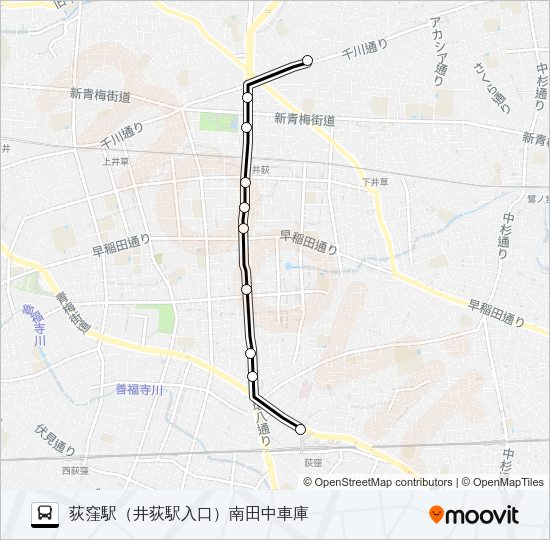【荻１２－１】深夜 Bus Line Map