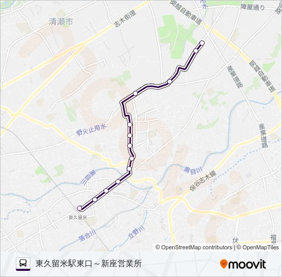 【久留２１－１】深夜 Bus Line Map