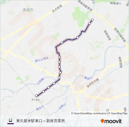 【久留２１－１】深夜 バスの路線図
