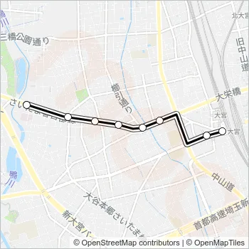 大宮駅西口～西武車庫前 Bus Line Map