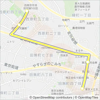 文華女子高等学校～田無駅 Bus Line Map