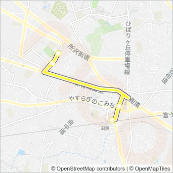 文華女子高等学校～田無駅 Bus Line Map