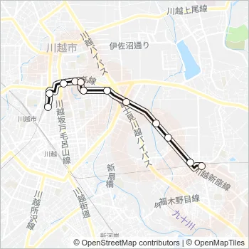 本川越駅（松江町）南古谷駅 Bus Line Map