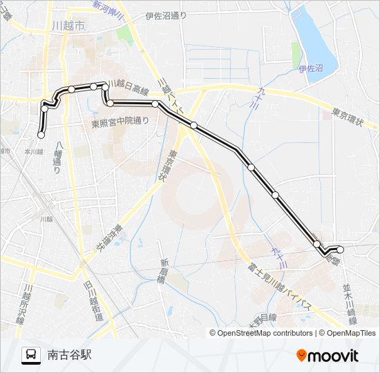 本川越駅（松江町）南古谷駅 Bus Line Map