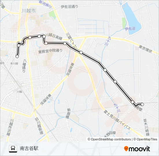 本川越駅（松江町）南古谷駅 Bus Line Map