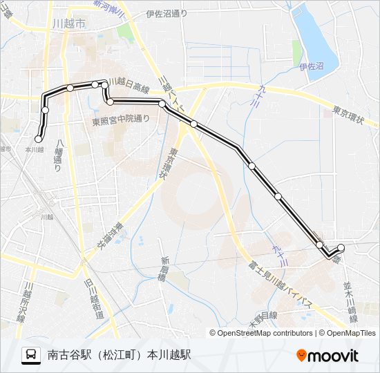 本川越駅（松江町）南古谷駅 Bus Line Map