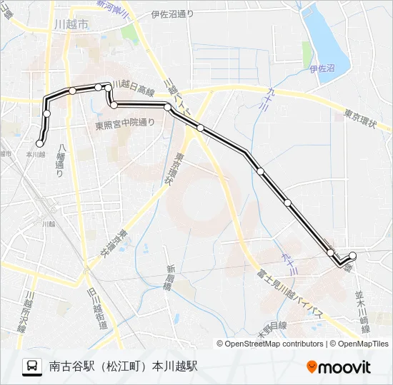 本川越駅（松江町）南古谷駅 Bus Line Map