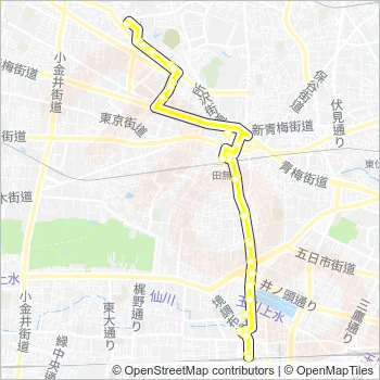 南沢五丁目（田無駅）武蔵境駅 Bus Line Map