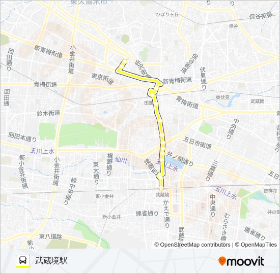 文華女子高（田無駅）武蔵境駅 Bus Line Map
