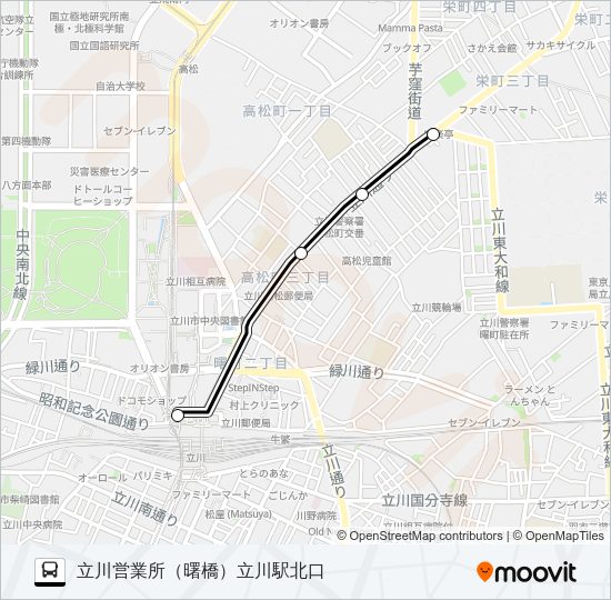 立川駅北口（曙橋）立川営業所 Bus Line Map