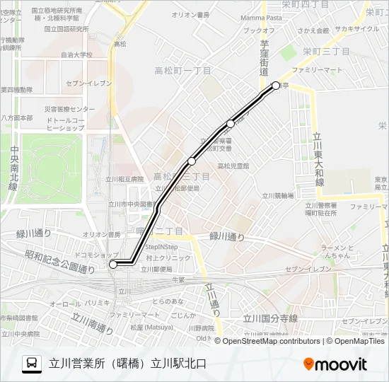 立川駅北口（曙橋）立川営業所 Bus Line Map