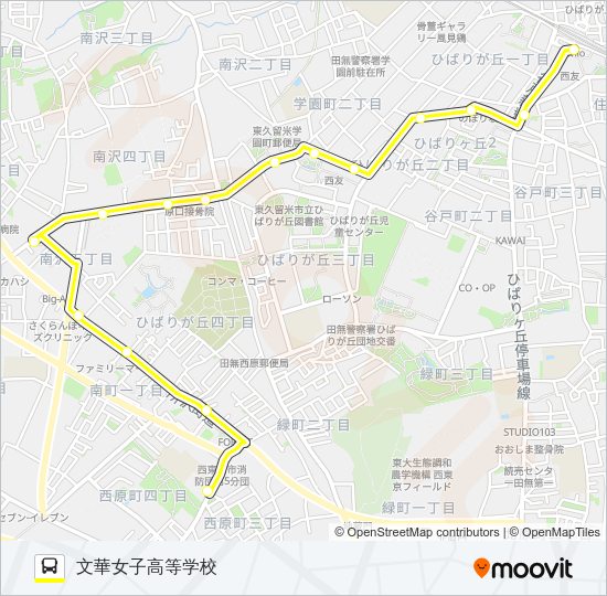 ひばりヶ丘駅～文華女子高等学校 Bus Line Map
