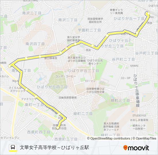 ひばりヶ丘駅～文華女子高等学校 Bus Line Map