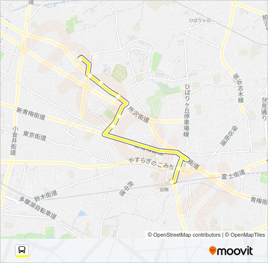 南沢五丁目（文華女子高）田無駅 Bus Line Map