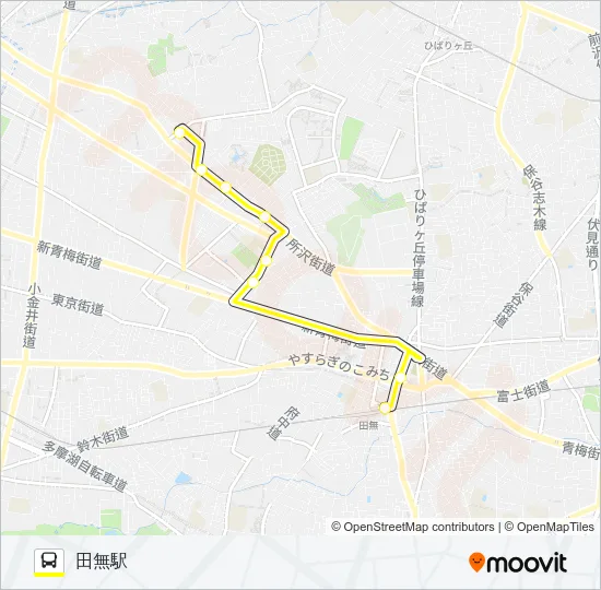 南沢五丁目（文華女子高）田無駅 Bus Line Map