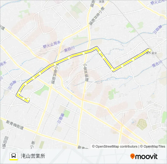 東久留米駅（西団地）滝山営業所 バスの路線図