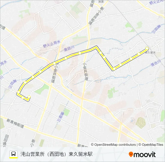 東久留米駅（西団地）滝山営業所 バスの路線図