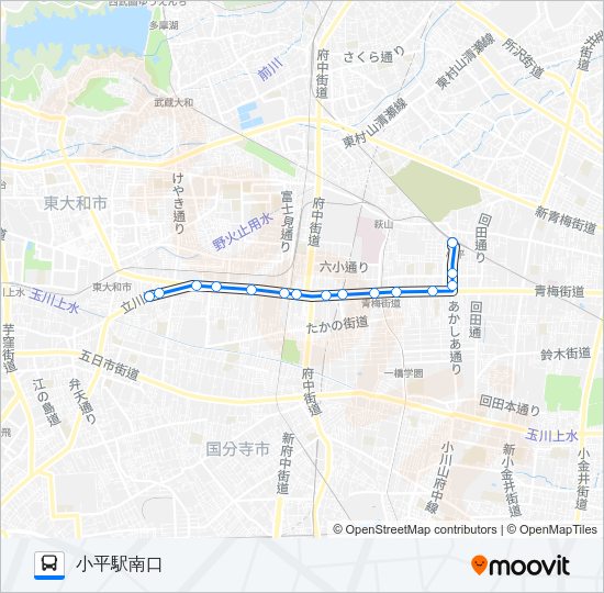 小平営業所（新小平駅）小平駅南口 Bus Line Map