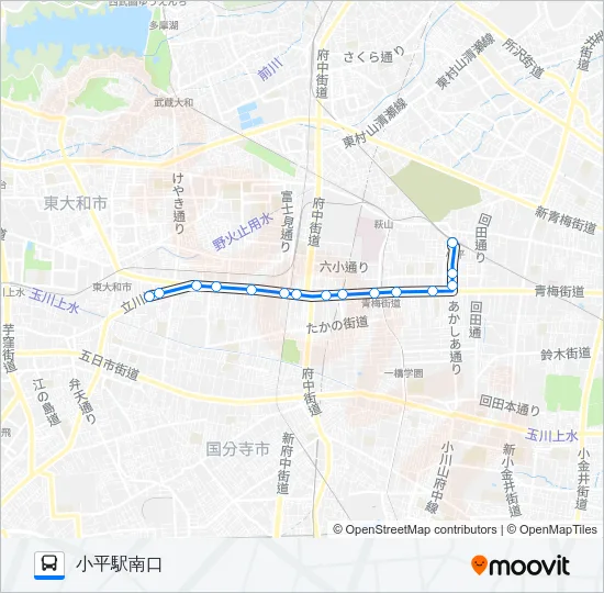 小平営業所（新小平駅）小平駅南口 Bus Line Map