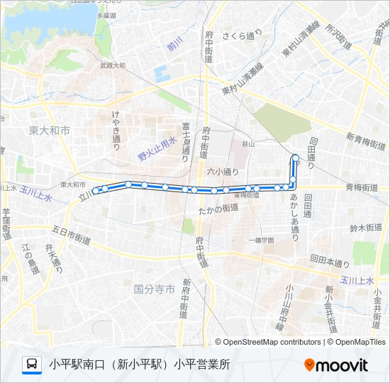小平営業所（新小平駅）小平駅南口 Bus Line Map