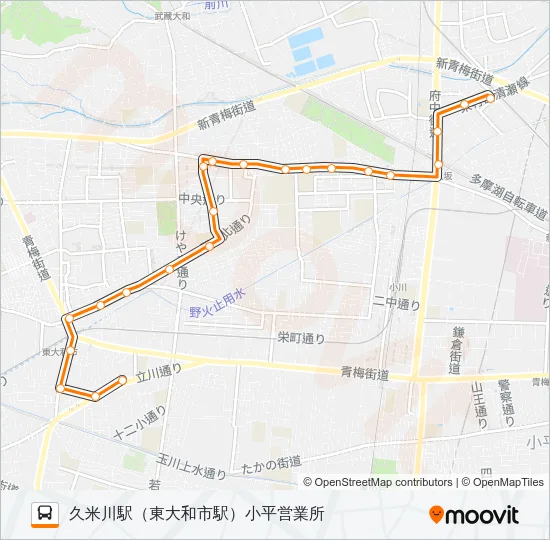 小平営業所（東大和市駅）久米川駅 Bus Line Map