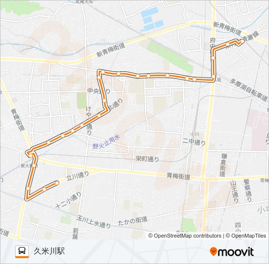 小平営業所（東大和市駅）久米川駅 Bus Line Map