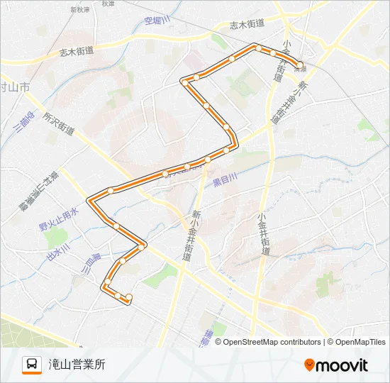 清瀬駅南口（下里団地）滝山営業所 Bus Line Map