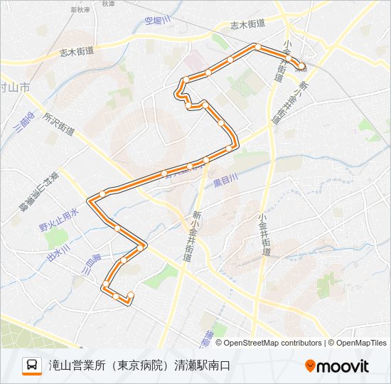 清瀬駅南口（東京病院）滝山営業所 Bus Line Map