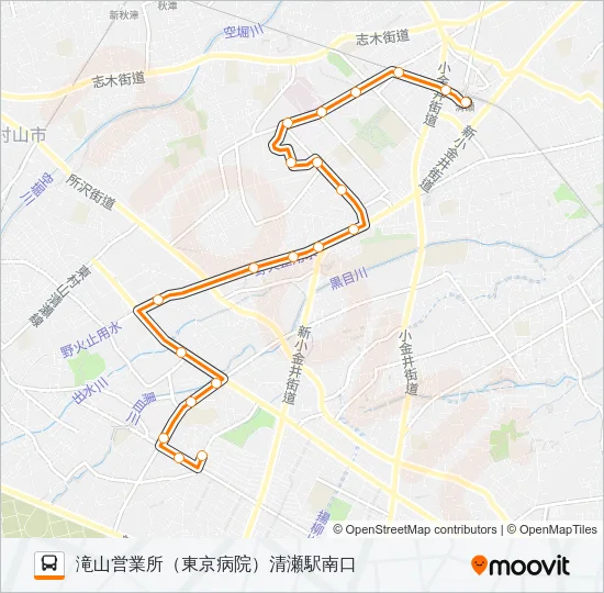 清瀬駅南口（東京病院）滝山営業所 バスの路線図
