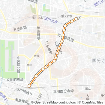 立川駅北口（砂川九番）小平営業所 Bus Line Map
