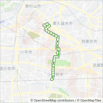 西団地→花小金井駅→武蔵小金井駅 Bus Line Map