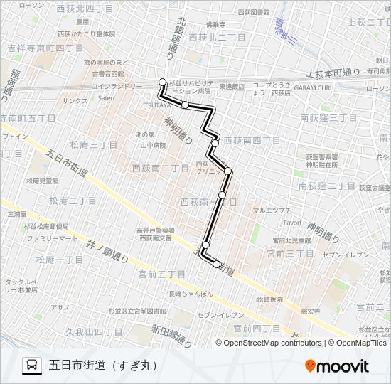 すぎ丸 Bus Line Map