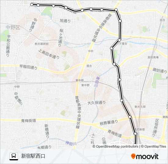 宿０２ バスの路線図